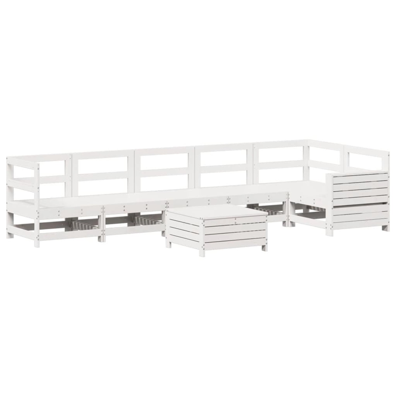 vidaXL 7-Tlg Garten-Sofagarnitur Weiß Massivholz Kiefer 3250873 günstig online kaufen