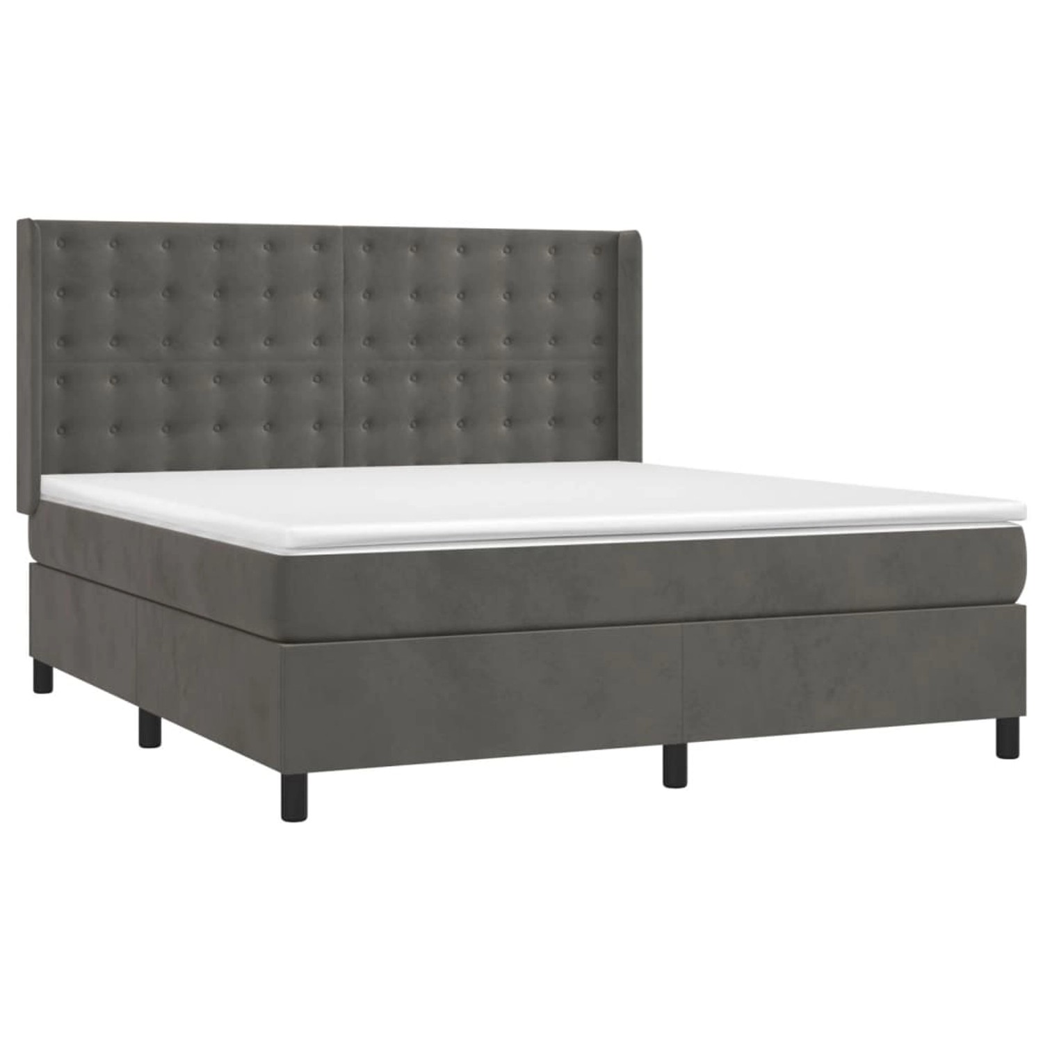 vidaXL Boxspringbett mit Matratze & LED Dunkelgrau 160x200 cm Samt 3139812 günstig online kaufen