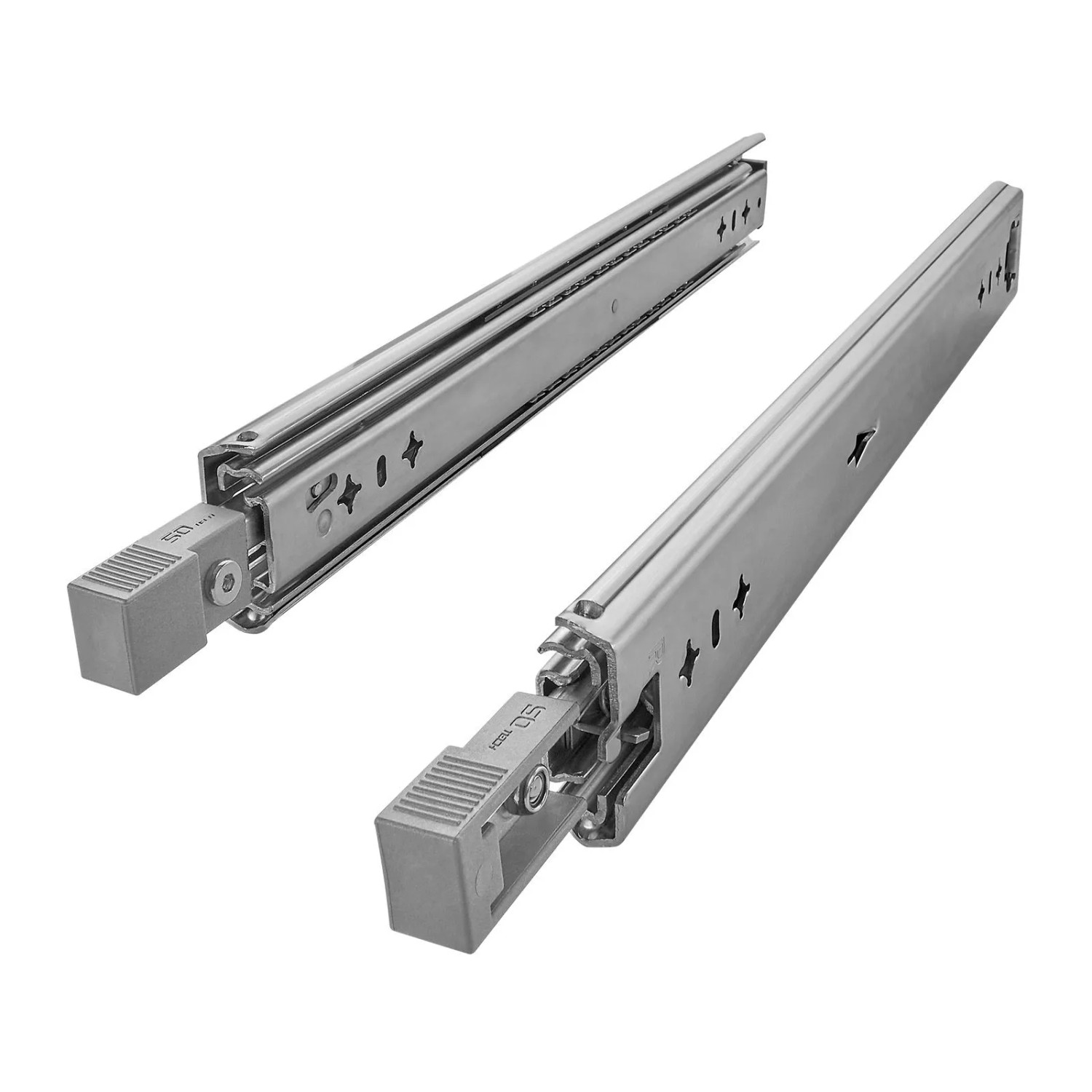SOTECH Schwerlastauszug VarioSlide KV1-120-H58-L1100-EH 1100 mm Nicht Trennbar Lock In Out Einrastfunktion Grauer Hebel Schubladenschiene Bis 120 kg