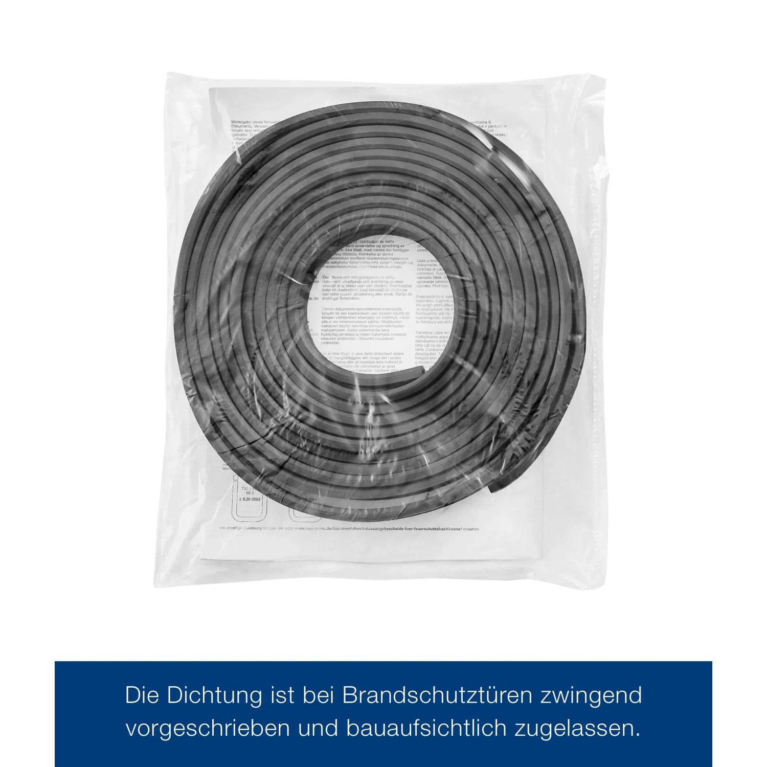 Hörmann Brandschutzklappe T30 Dichtung, gerollt in Folie. Zubehör für Stahltüren.