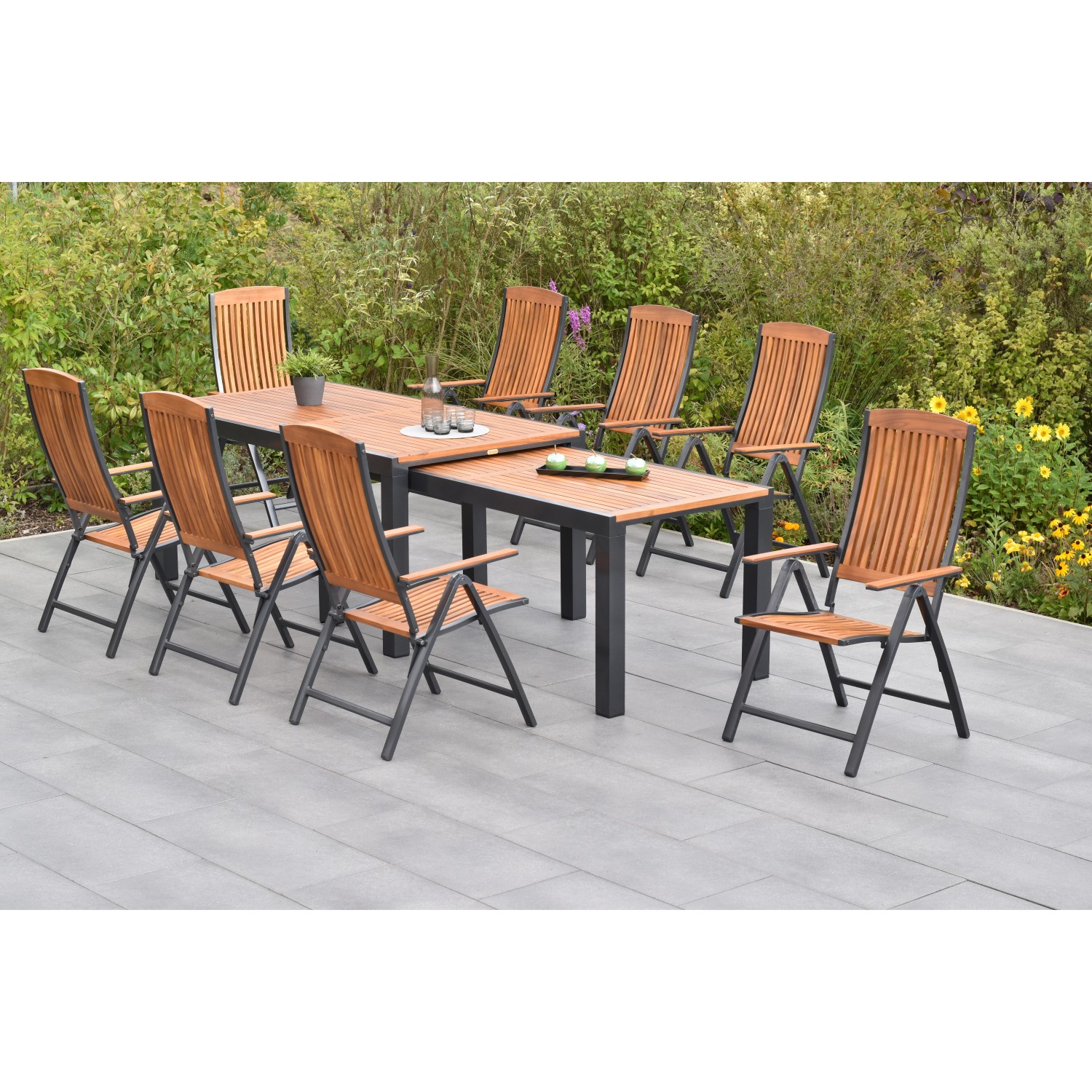 Merxx Athos Set 9-tlg. mit Flex-Gartentisch Ausziehbar 180/360 x 100 cm günstig online kaufen