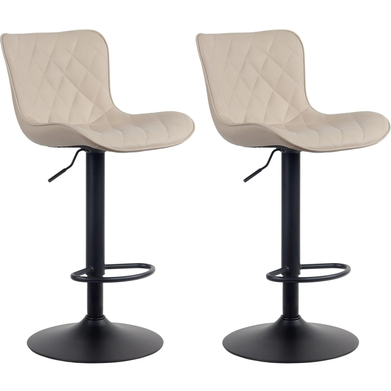 DELUKE 2er Set Barhocker BOZON Kunstleder Creme 48x54x83cm Barstuhl Höhenverstellbar Mit Lehne Drehbar Tresenhocker Tres...