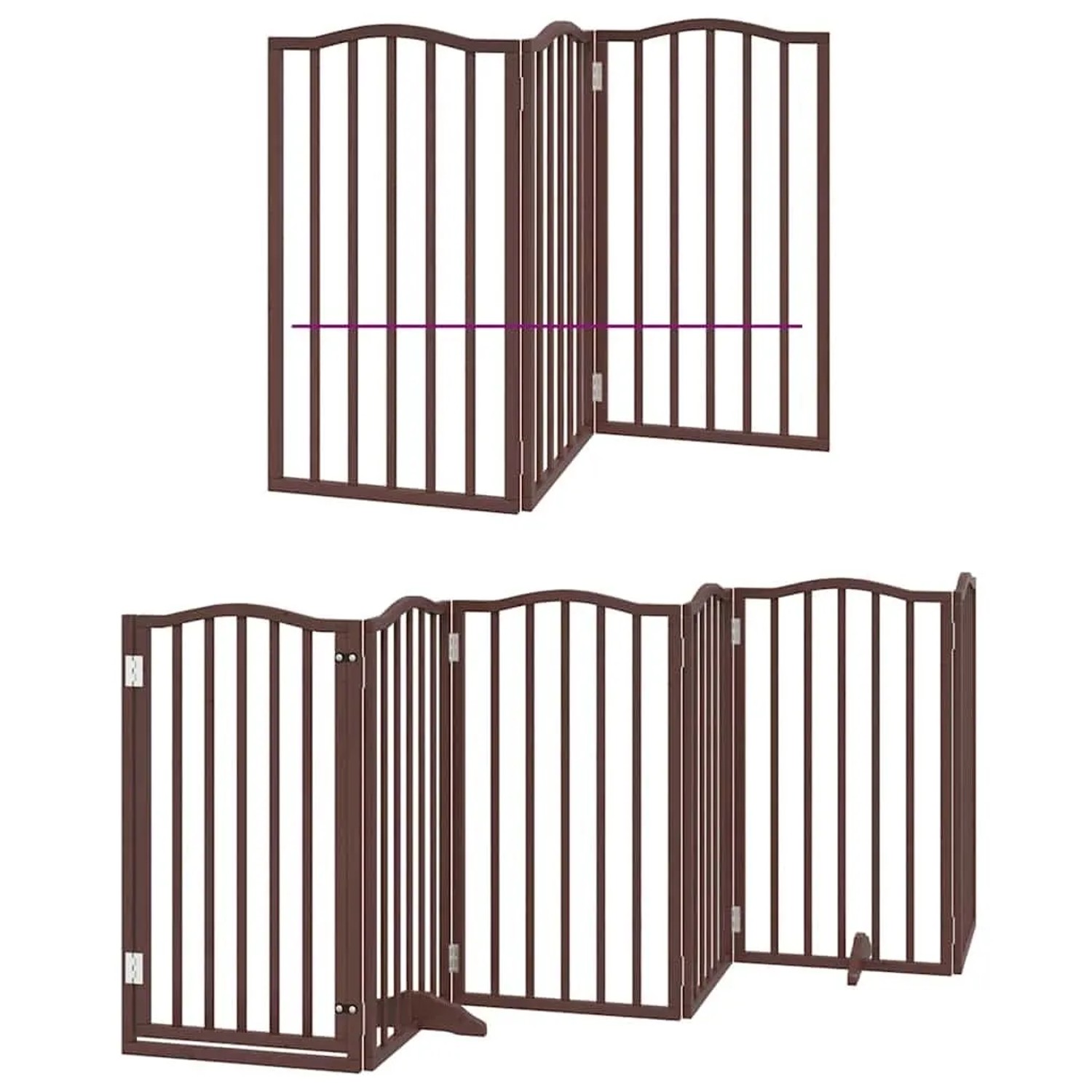 vidaXL 9 Tlg Hundetor mit Tür Faltbar Braun 450 cm Pappelholz 3155606