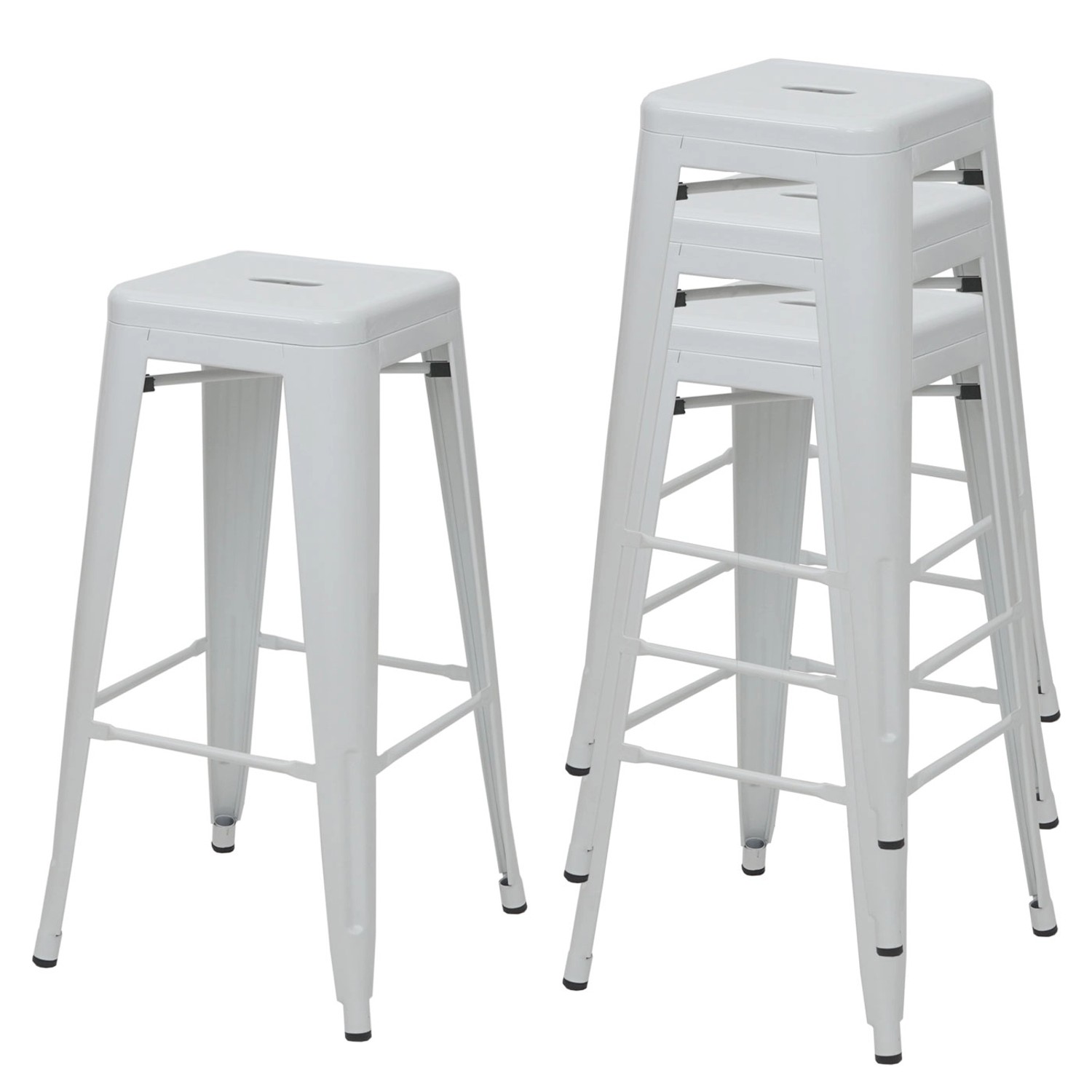 PROREGAL 4er-Set Barhocker Sitzhöhe 77cm Metall Industriedesign Stapelbar W günstig online kaufen