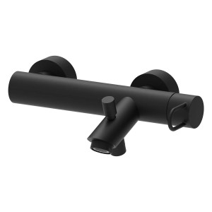 pianura Wannenarmatur Stella, Aufputz, Schwarz Matt mit Brauseanschluss.