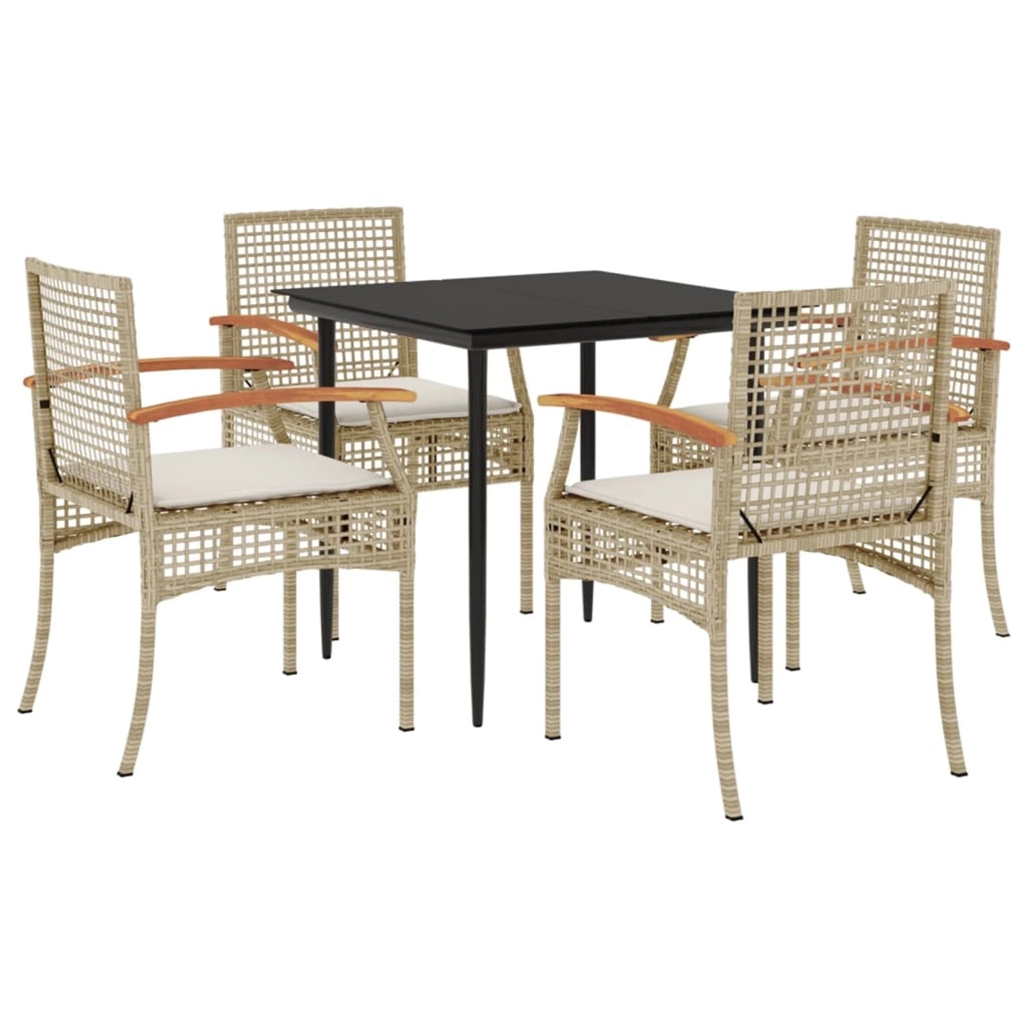 vidaXL 5-Tlg Garten-Essgruppe mit Kissen Beige Poly Rattan 3213625 günstig online kaufen