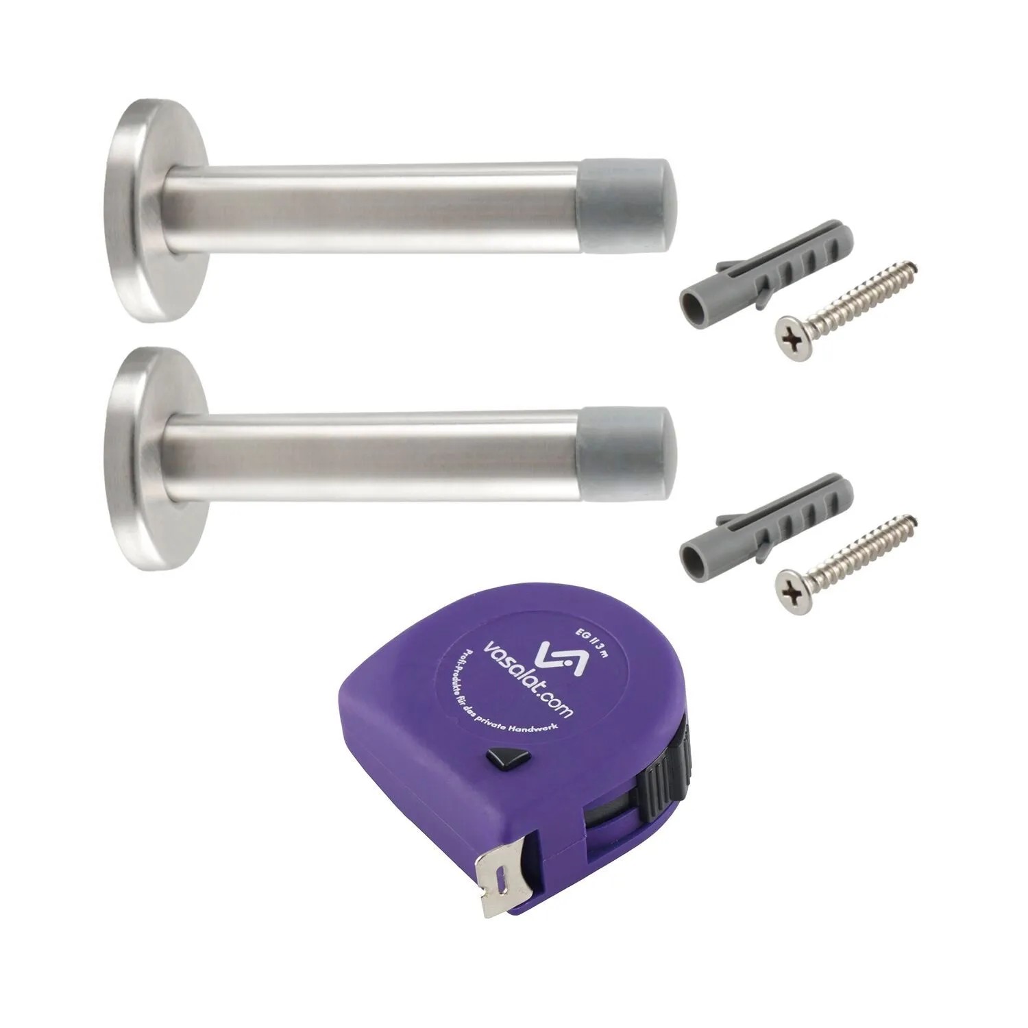 vasalat Set Türstopper Wand mit Dämpfer Ø 20 mm L 120 mm Edelstahl