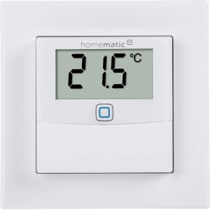 Homematic IP Temperatur- und Luftfeuchtigkeitssensor mit Display für Innenräume.