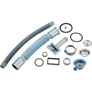 Ablaufgarnitur Set für Jamestown KNOX Outdoorküche mit Edelstahl Spülsieb und Kunststoffrohren.