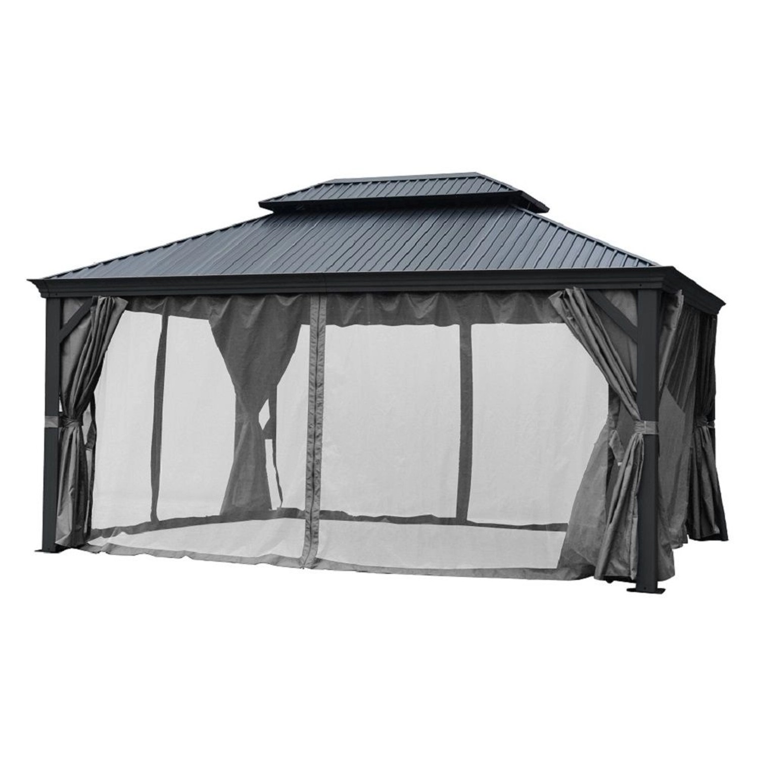 Jet-Line Gartenpavillon Damaskus aus Alu mit Festem Metalldach 3 x 3,65 Meter in Anthrazit