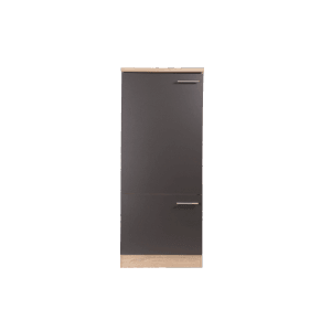 Respekta Kühlschrankumbau Merle, 60 cm, Grau, mit zwei Türen und Metallgriffen.