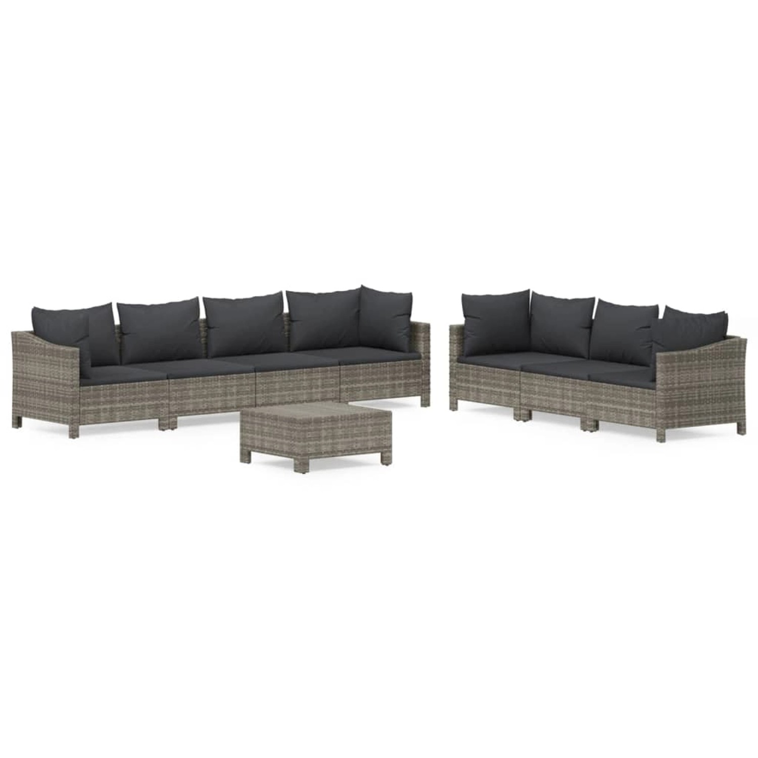 vidaXL 8-Tlg Garten-Lounge-Set mit Kissen Grau Poly Rattan 3187267 günstig online kaufen