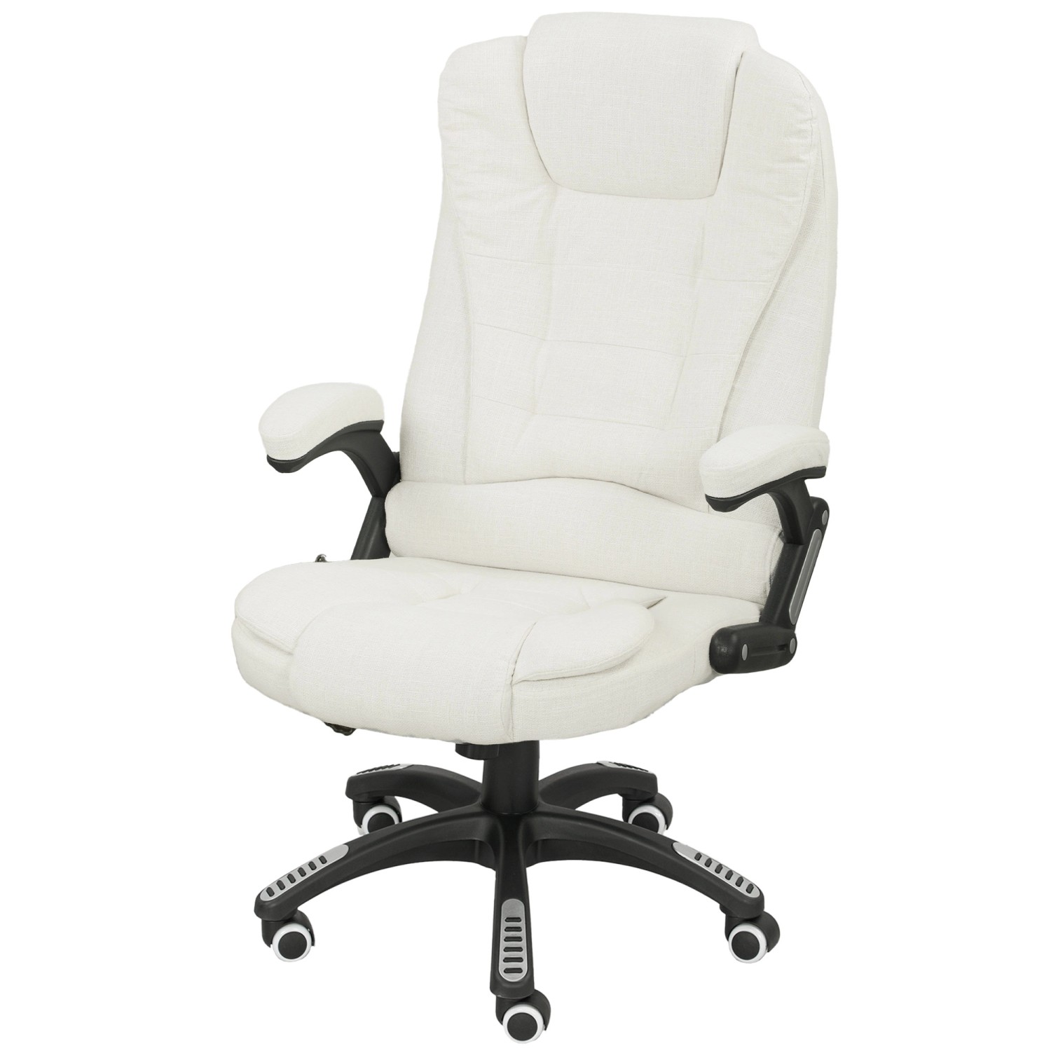 Vinsetto Massagestuhl Leinenimitat 100% Polyester Schaumstoff 67B x 74T x 107-116H cm Cremeweiß