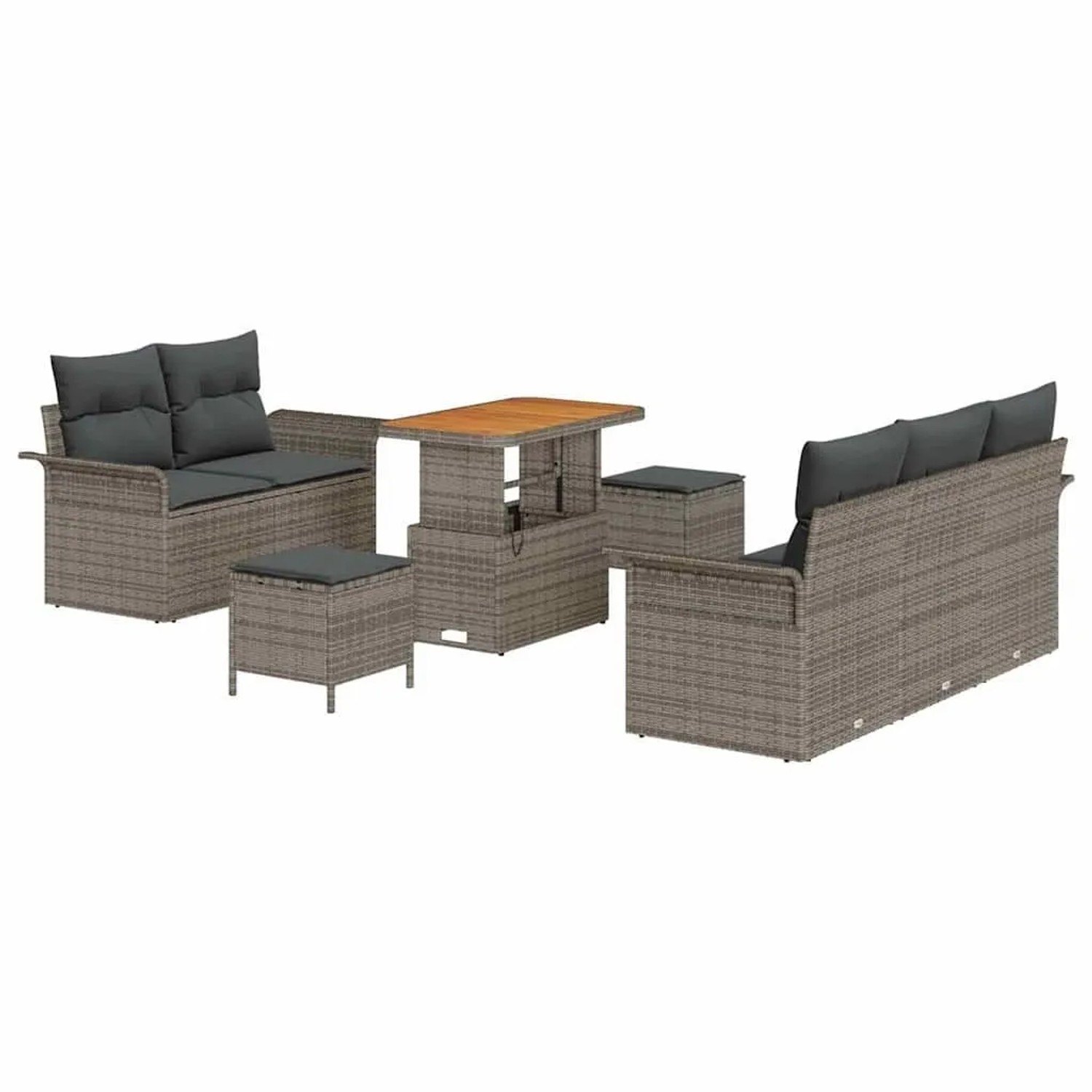 Thumbnail - vidaXL Garten-Sofa-Set mit Kissen mit Speicher 8-Tlg Grau 3364033