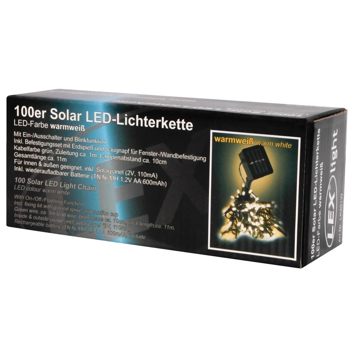 Lex 100er Solar LED Lichterkette Innen Außen Gartenbeleuchtung Party Outdoor Warmweiß_2