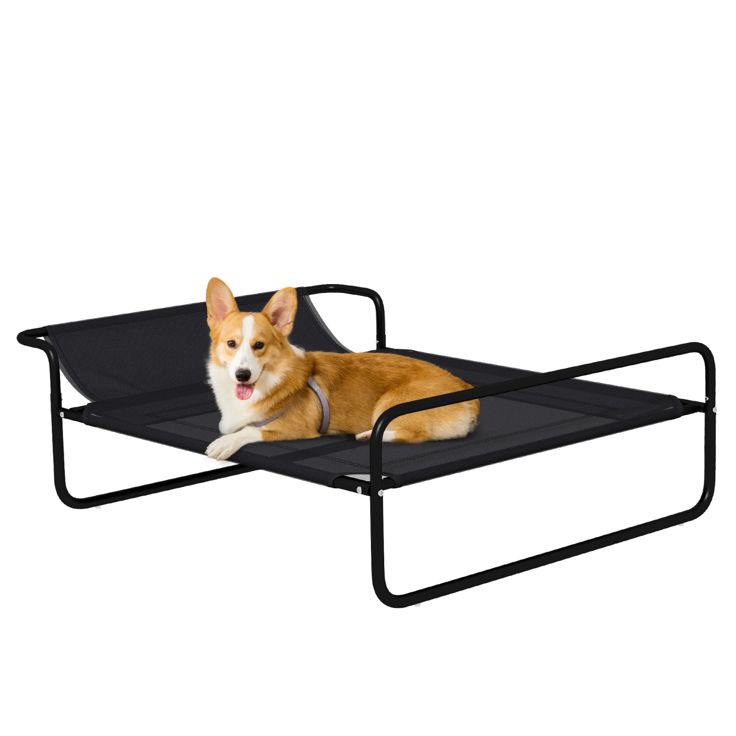 PawHut Hundeliege Hundebett Stahl Mesh Schwarz 91L x 69B x 29H cm