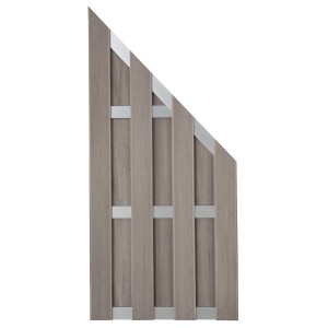 GroJa Fertigzaun Schräg Bi-Color Sand, 84,3x180/90cm, WPC Sichtschutzzaun Element in Holzoptik.
