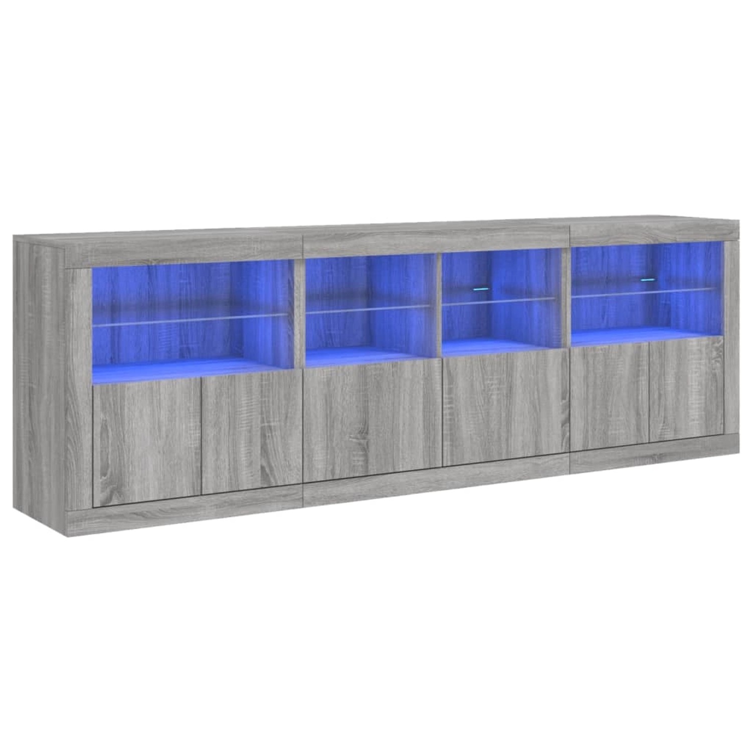 vidaXL Sideboard mit LED-Leuchten Grau Sonoma 202x37x67 cm 3209014