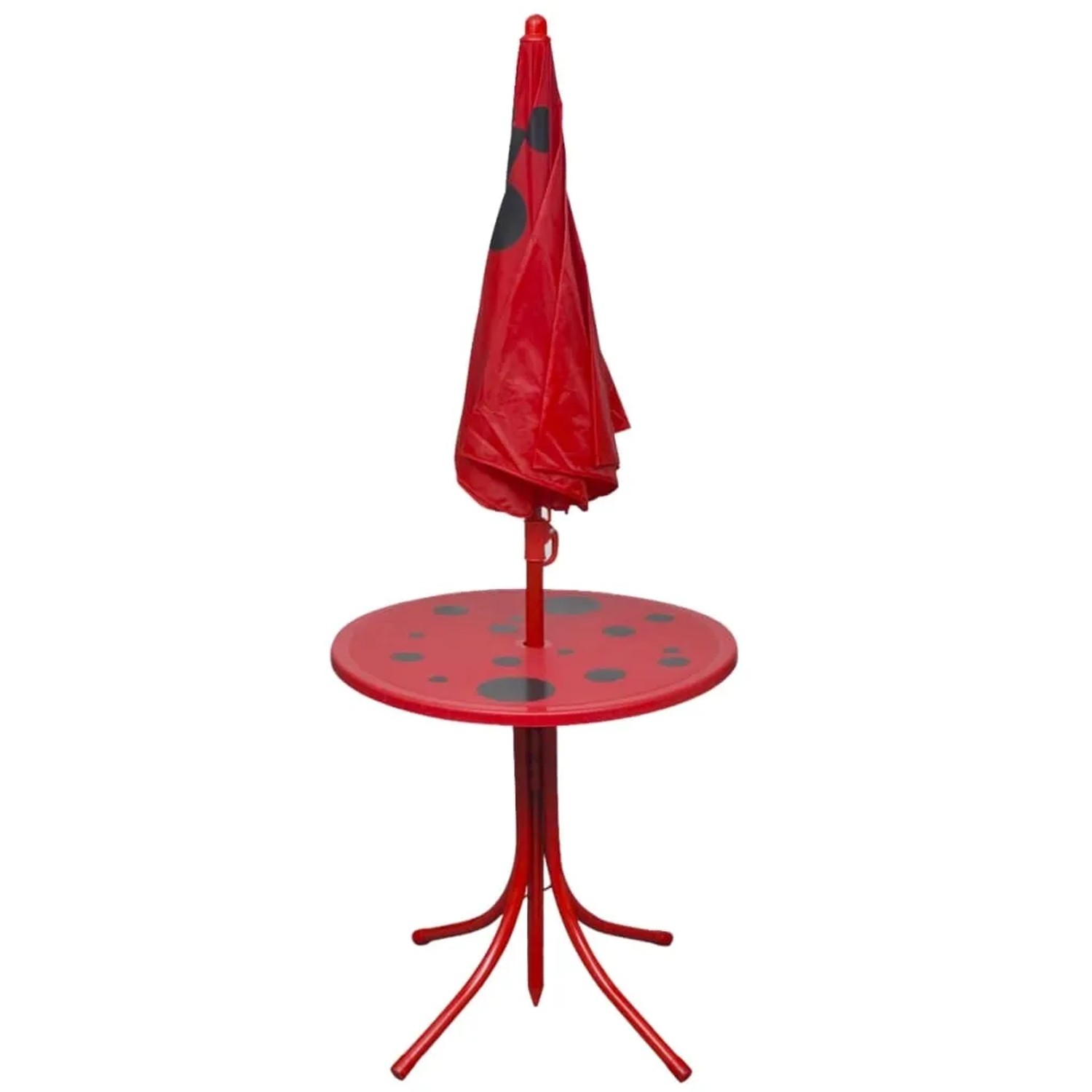 vidaXL Garten-Bistro-Set für Kinder, 3-teilig, rot, mit Tisch, Sonnenschirm und Stühlen.