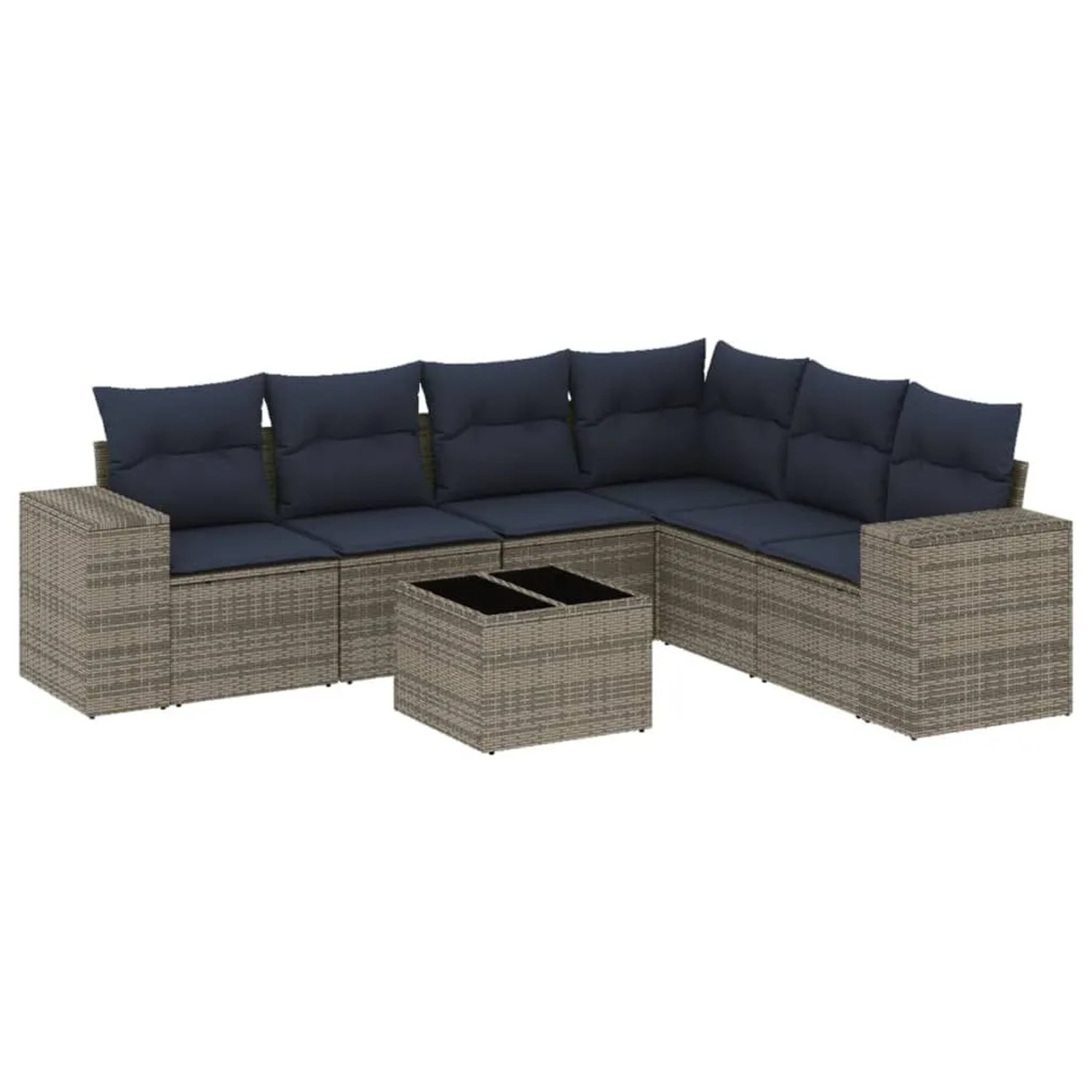 vidaXL 7-Tlg Gartensofa-Set mit Kissen Grau Polyrattan 3222620 günstig online kaufen