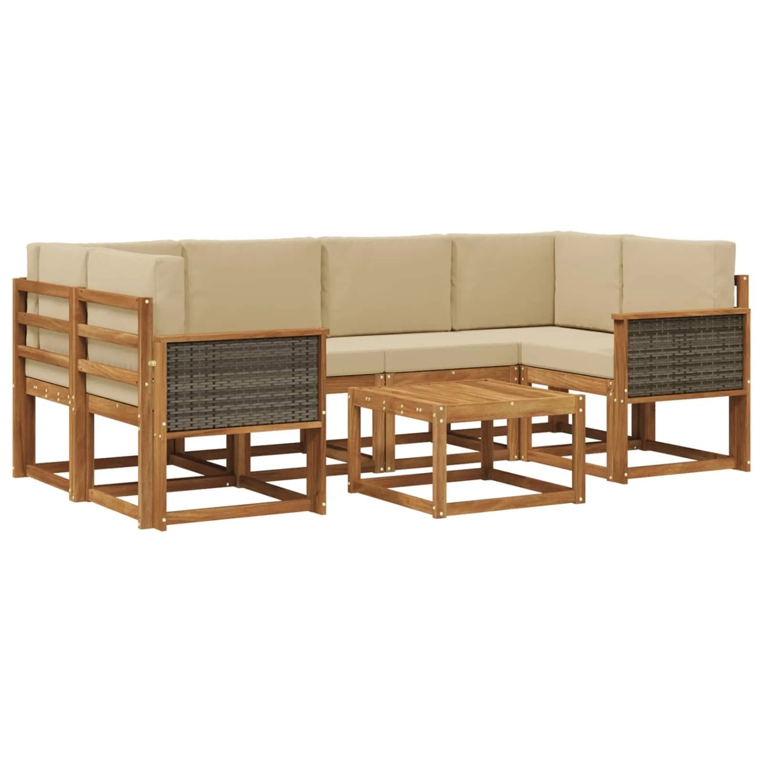 vidaXL Outdoor-Sofagarnitur mit Kissen 5 Stk Natur 3385029