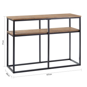 SoBuy Konsolentisch FSB42-Q im Vintage-Look mit schwarzem Metallgestell und zwei Ablagen.