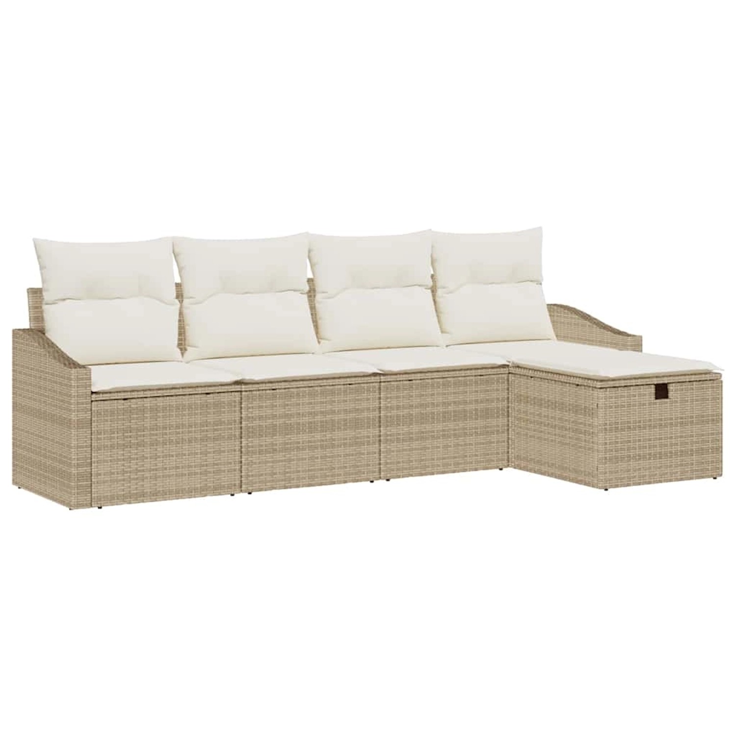 vidaXL Garten-Sofa-Set mit Kissen 5-Tlg Beige Poly Rattan 3359260 günstig online kaufen