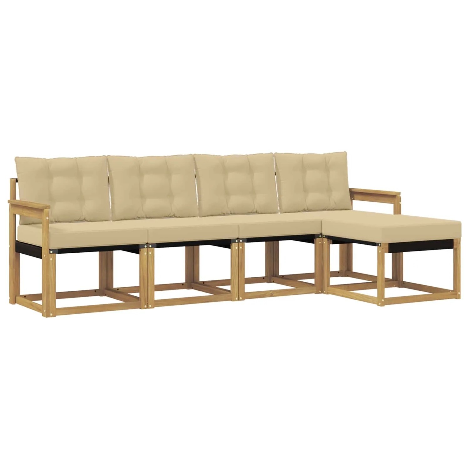 vidaXL Outdoor-Sofagarnitur mit Kissen 5-Tlg Weiß und Beige 3389375