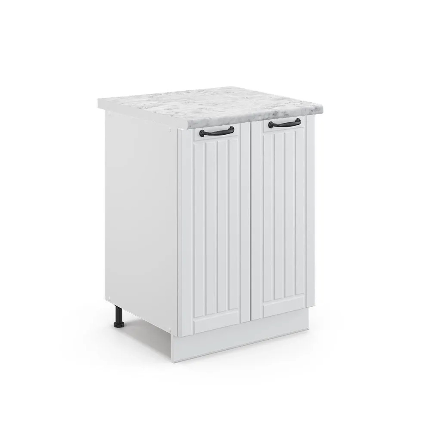 Vicco Küchenunterschrank Fame-Line Weiß Landhaus Weiß 60 cm AP Marmor