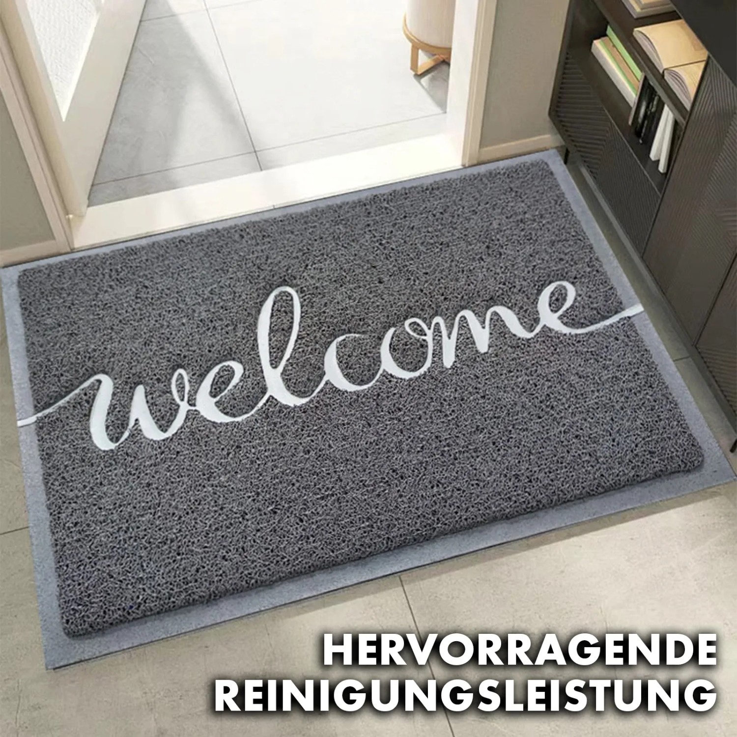 Nicoman Smiley Fußmatte Aus Vinyl-Schlingen – 75x44cm, Braun/beige, Waschbar & Langlebig | Schmutzfangmatte Für Drinnen & Draußen