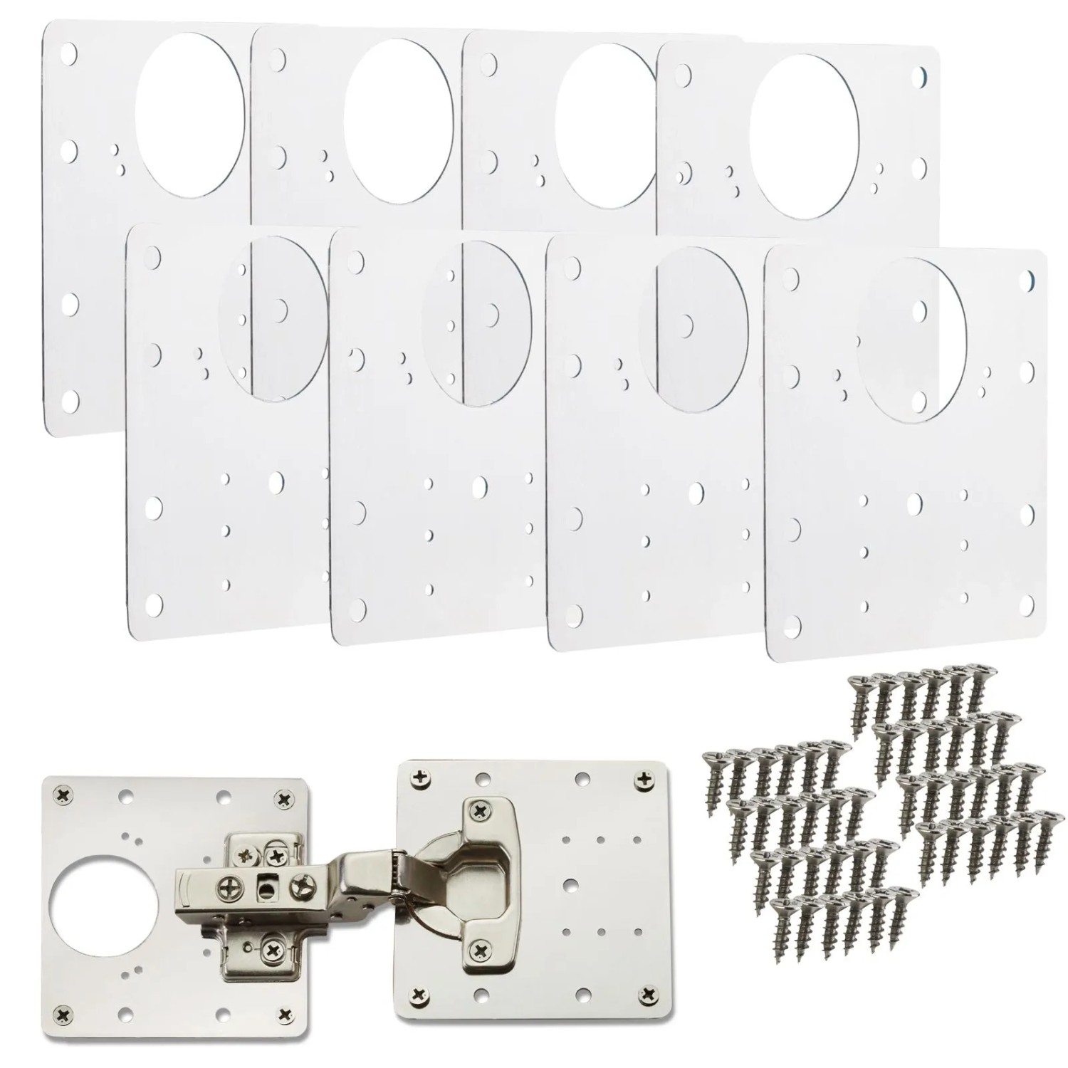 SOTECH 8 x Topfband Reparaturplatten Edelstahl 90 x 90 x 0,53 mm für T45 T48 Topfbänder mit Durchmesser 35 mm