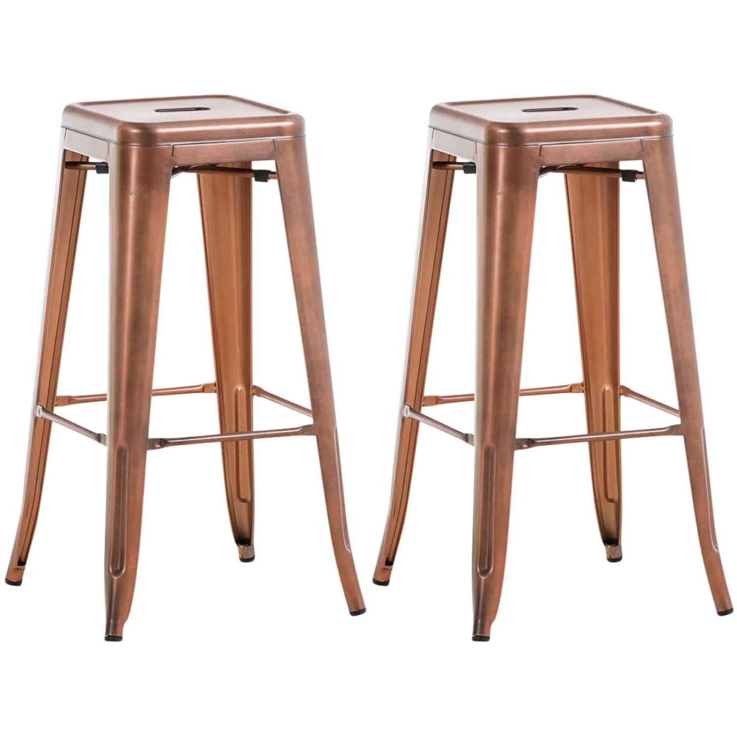 DELUKE Barhocker 2er Set MILAN Kupfer Metall Barstuhl Ohne Lehne Tresenhocker Tresenstuhl