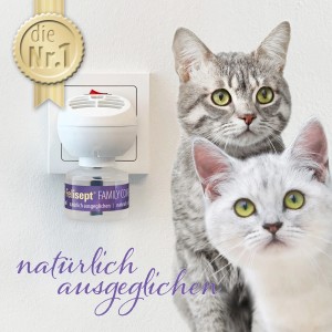 Felisept Family Comfort Raumdiffuser-Set mit Katzen und Stecker zur Beruhigung im Mehrkatzenhaushalt.