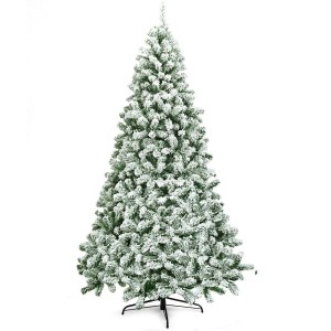 Großer, schneebedeckter künstlicher Weihnachtsbaum aus PVC, 225cm hoch, mit dichtem Grün und Metallständer.