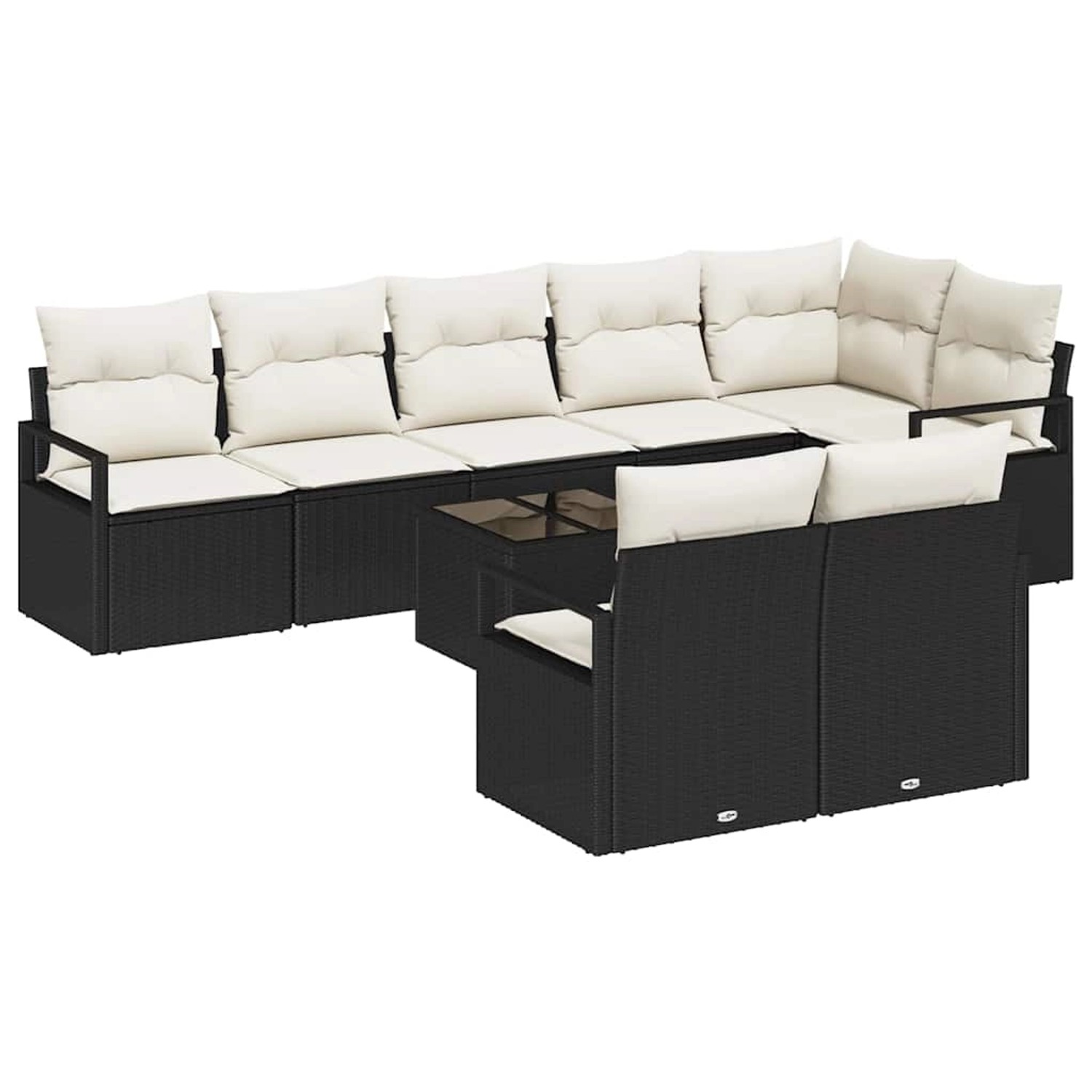 vidaXL Garten-Sofa-Set 9-Tlg Schwarz Poly Rattan 3346437 günstig online kaufen