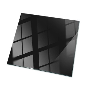 Schwarze, glatte Tulup Tischplatte 60x60 cm. Rechteckige Glasplatte für Tische und Couchtische.