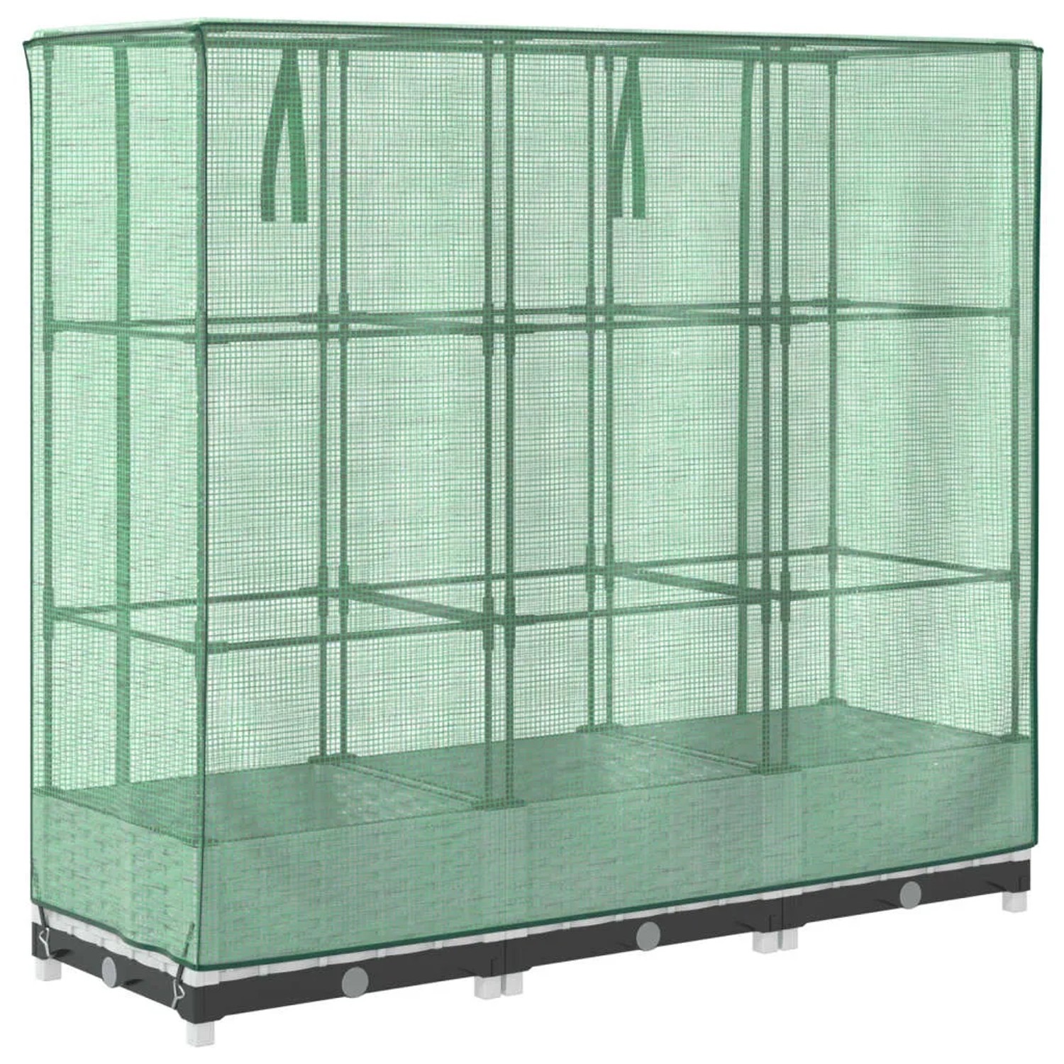 vidaXL Hochbeet mit Gewächshaus-Aufsatz in Rattan-Optik, 120x40x123 cm.