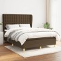 Dunkelbraunes vidaXL Boxspringbett 140x200 cm mit Stoffbezug, inklusive Matratze und Kopfteil.