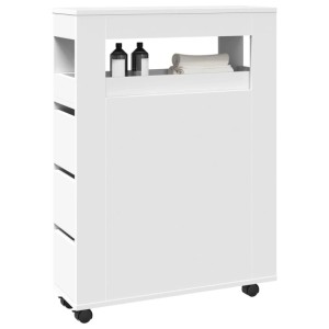vidaXL Badschrank Schmal mit Rollen Weiß Holzwerkstoff 855268