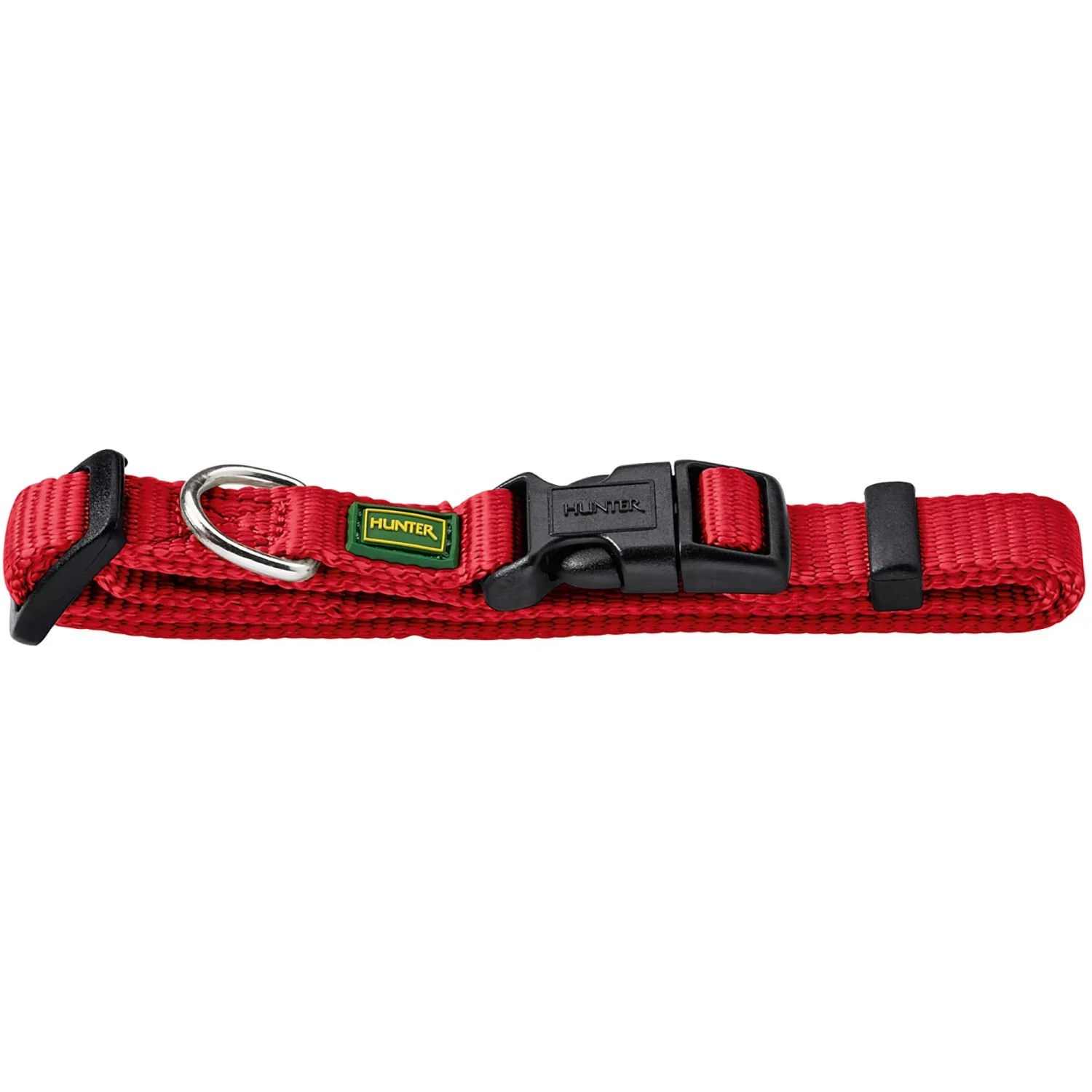Rotes Hunter Vario Basic Hundehalsband Gr. M aus Nylon mit Klickverschluss.