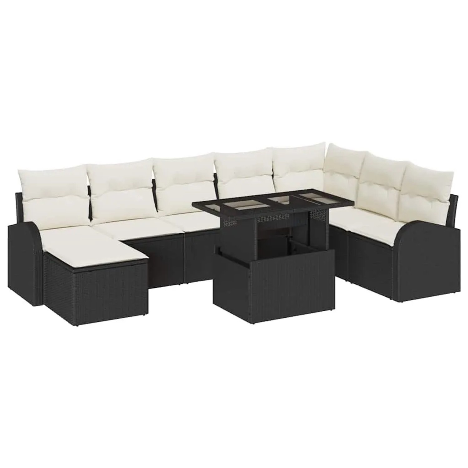 vidaXL Garten-Sofa-Set mit Kissen 9-Tlg Schwarz und Creme 3348693 günstig online kaufen