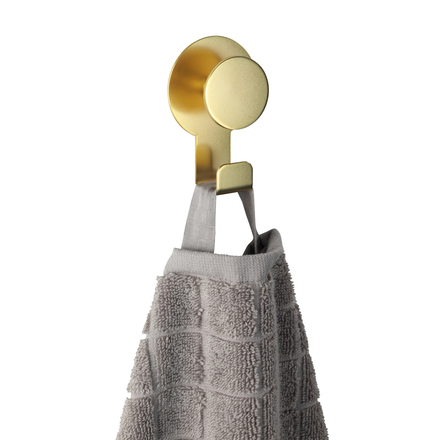 Wenko Wandhaken Blandas, gold matt, mit Handtuch. Edelstahl Handtuchhalter für Bad und Küche.