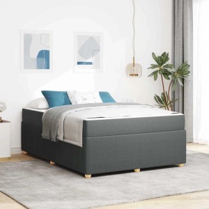 vidaXL Bettrahmen mit Matratze Dunkelgrau 160 x 200 cm Stoff 3398406