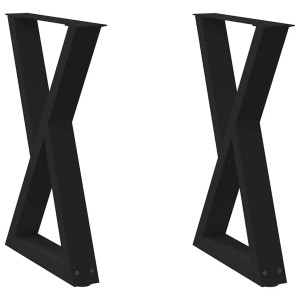 Zwei schwarze vidaXL Esstischbeine aus Stahl, X-Form, für individuelle Tischgestaltung.