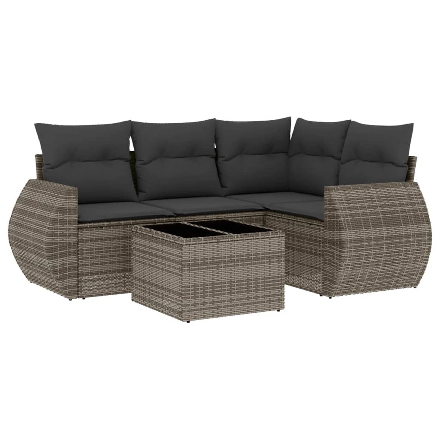 vidaXL 5-Tlg Garten-Sofagarnitur mit Kissen Grau Poly Rattan 3221319 günstig online kaufen
