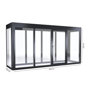 SunElements Gartenhaus SunGarden Infinity 4.1, anthrazit-metallic, 5,7 m² mit Maßangaben.