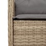 Detailansicht: Beige Poly Rattan Gartenstuhl mit grauem Kissen, Teil der 7-tlg. vidaXL Essgruppe.
