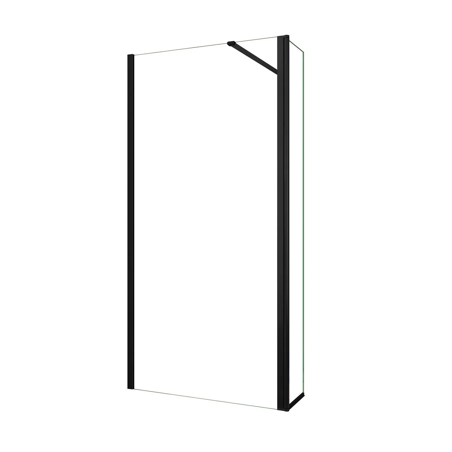 AICA Walk In Dusche 90x200cm Duschwand 8mm NANO ESG Glas Mit Stabilisatoren + Flipper Panel 30x200cm Schwarz Alu F129B