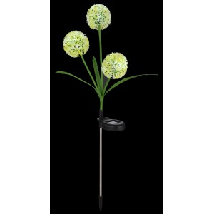 Globo Solarleuchte aus Edelstahl, 75 cm hoch, in Form von Zierlauchblüten für den Garten.