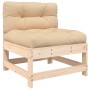 vidaXL Gartenmöbel: Lounge-Sessel aus Kiefernholz mit beigen Kissen.